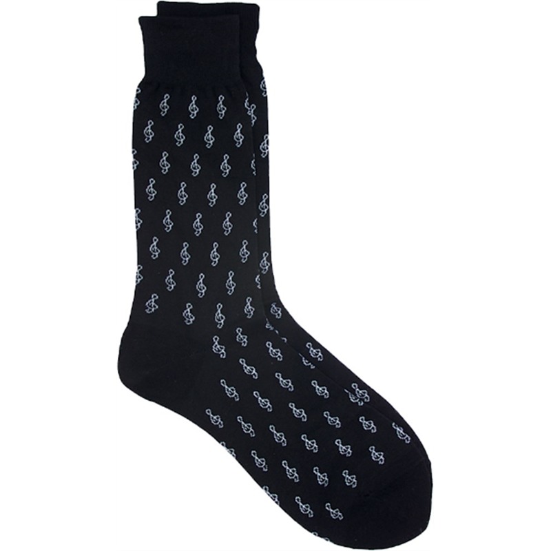 Men's Socks 10-13: Mini G-Clefs black/white