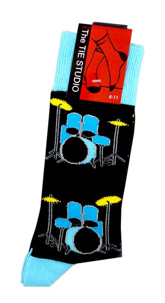 Blue & Yellow Drumkit Socks - (Size 6-11) 