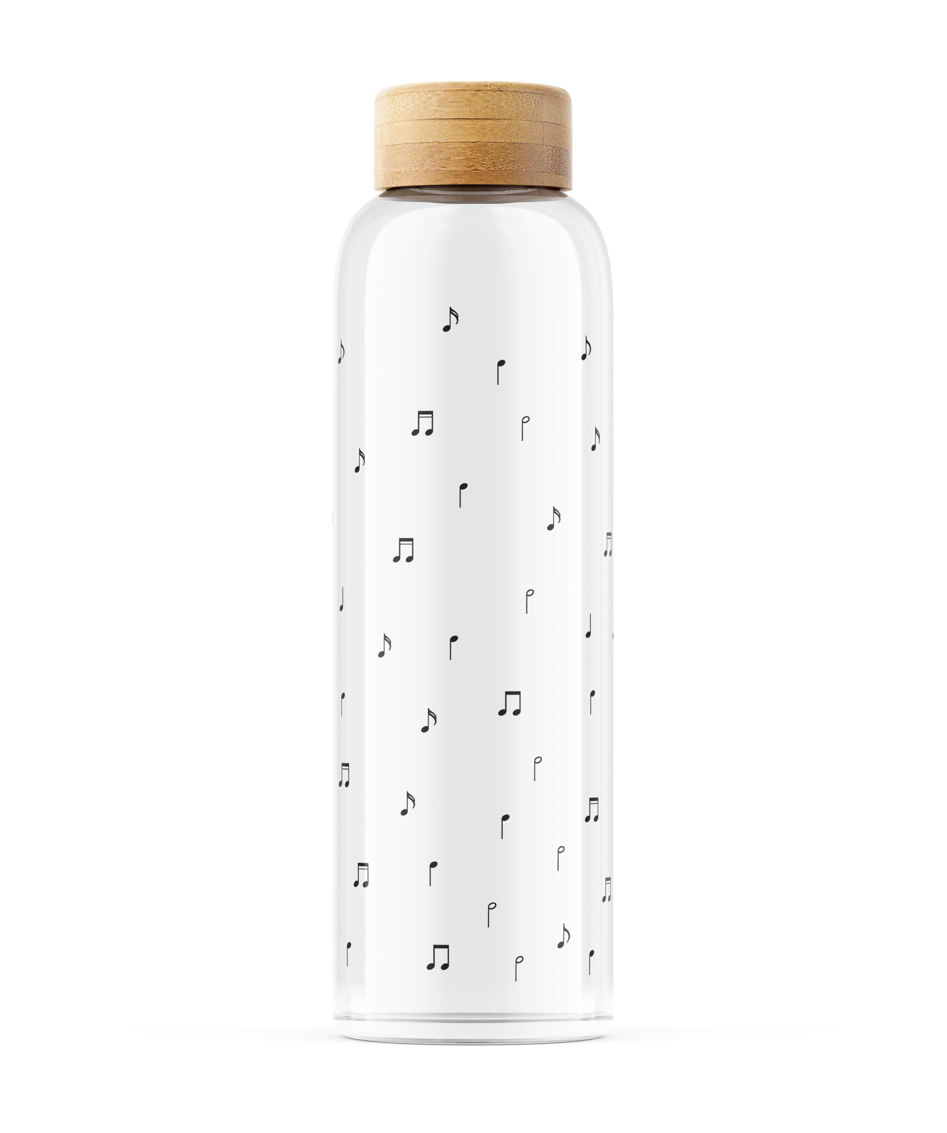 Einzigartige Glasflasche mit Violinschlüssel und Noten