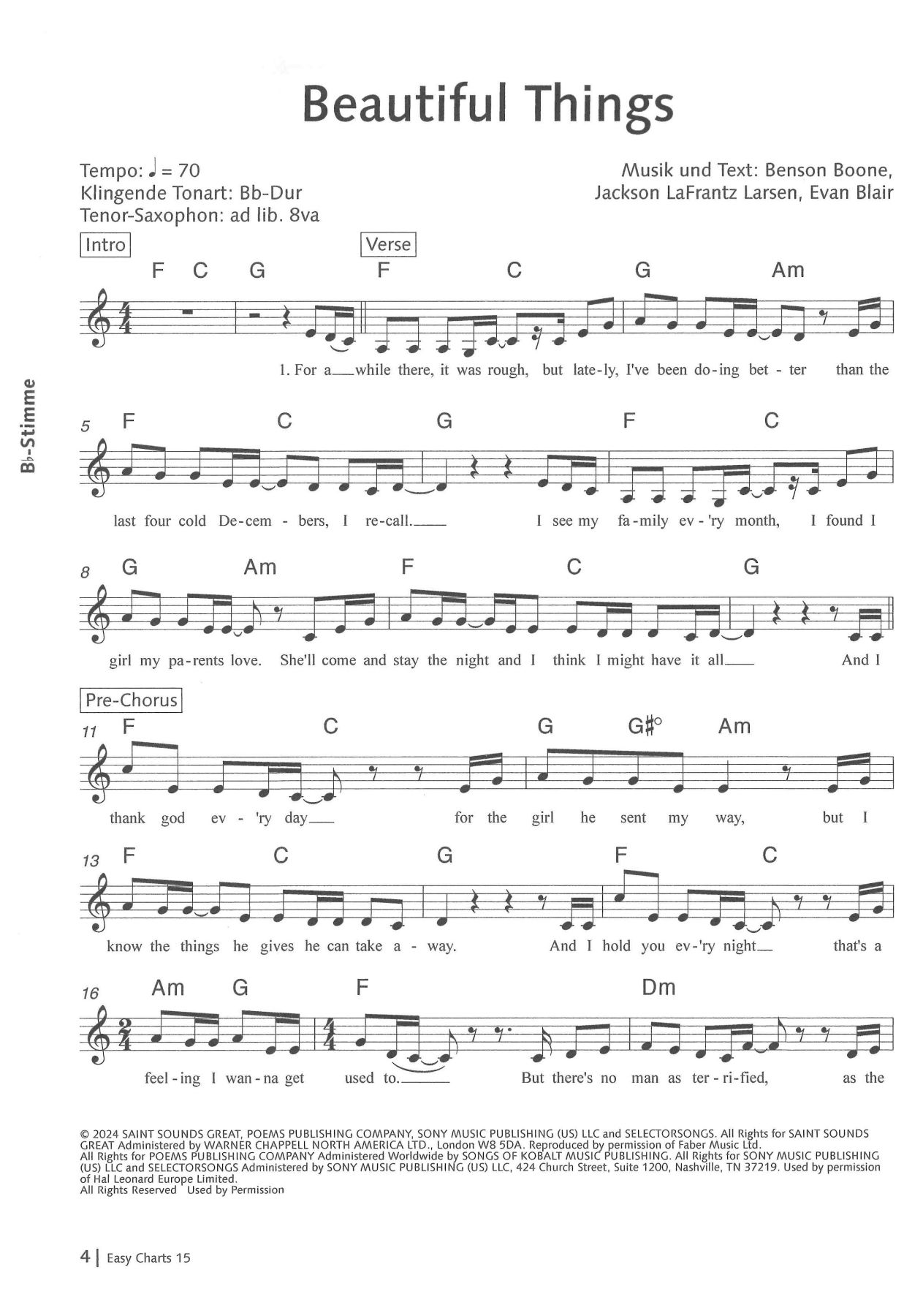Easy Charts Play-Along Band 15