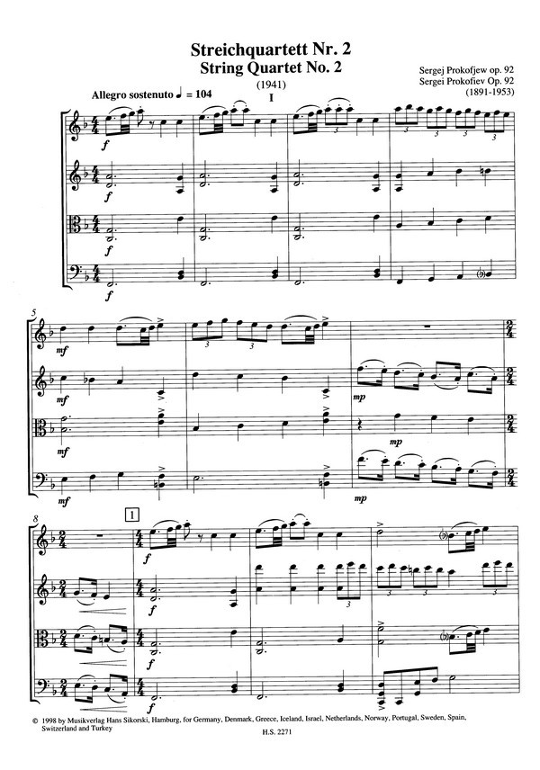 Streichquartett Nr.2 op.92