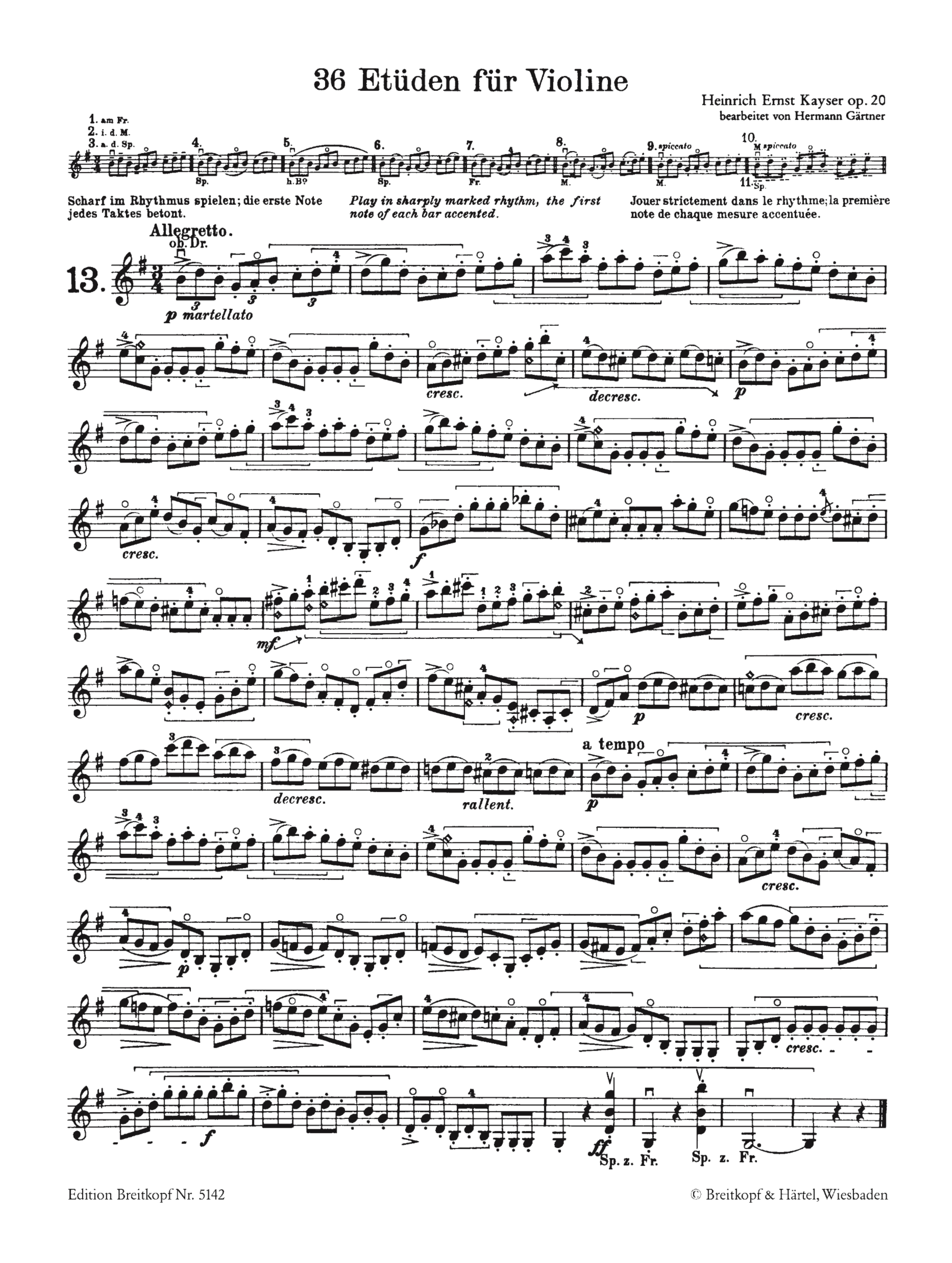 36 Etüden zur Vorbereitung auf die Kreutzer-Etüden op.20 Band 2