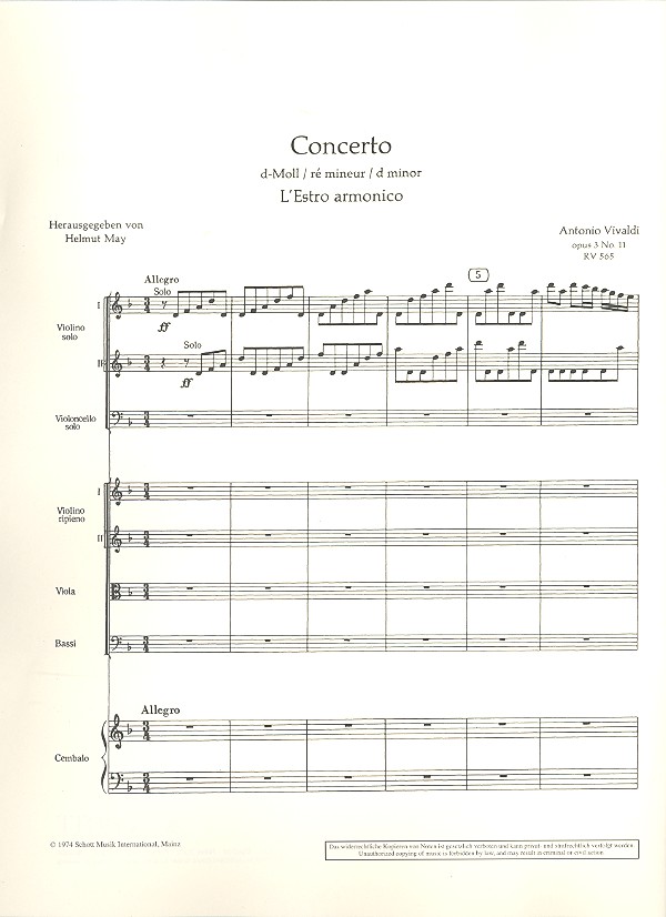 L'Estro Armonico op. 3/11 RV 565 / PV 250
