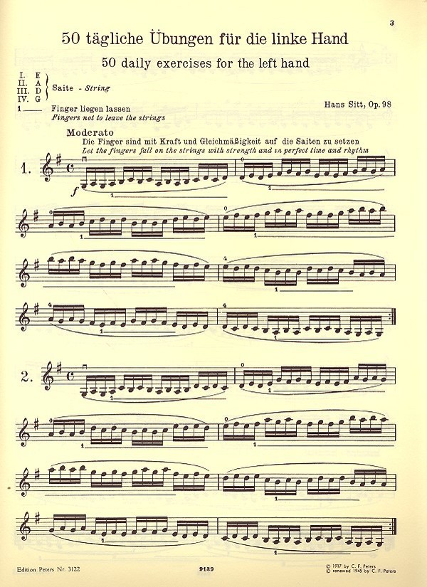 50 tägliche Übungen zur Ausbildung der linken Hand op.98