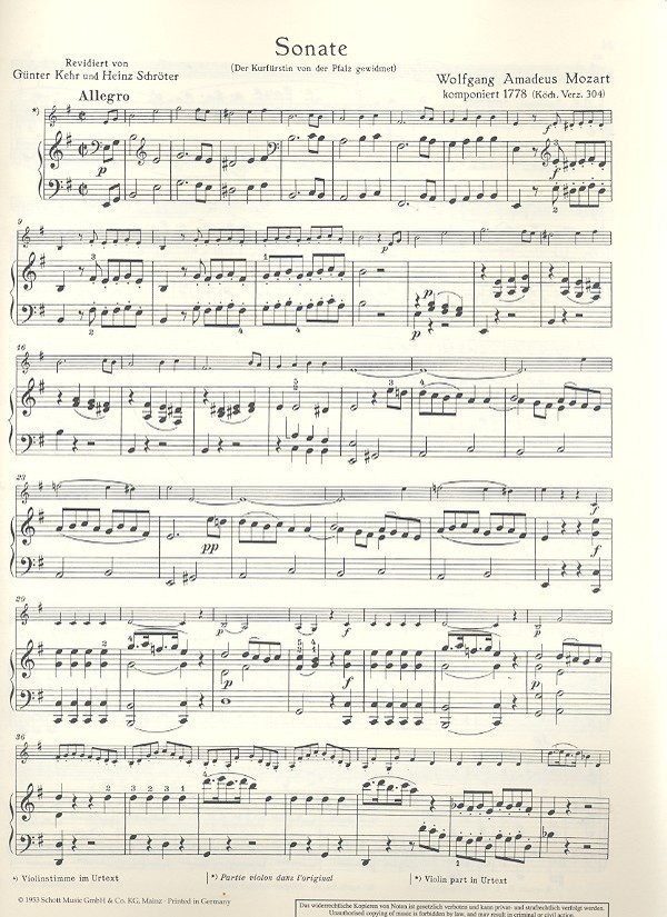 Sonate e-Moll KV 304