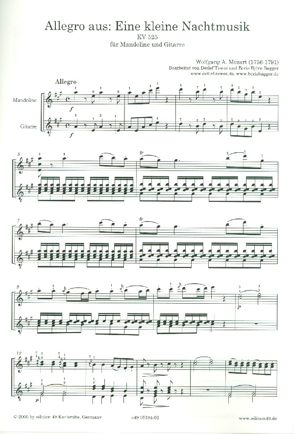 Allegro aus: Eine kleine Nachtmusik KV525