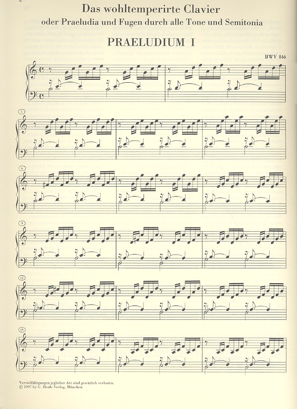 Das Wohltemperierte Klavier Teil 1 ohne Fingersätze