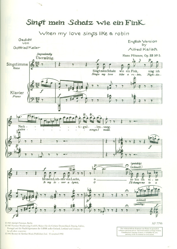 Alte Weisen op. 33 Band 2 - 8 Gedichte