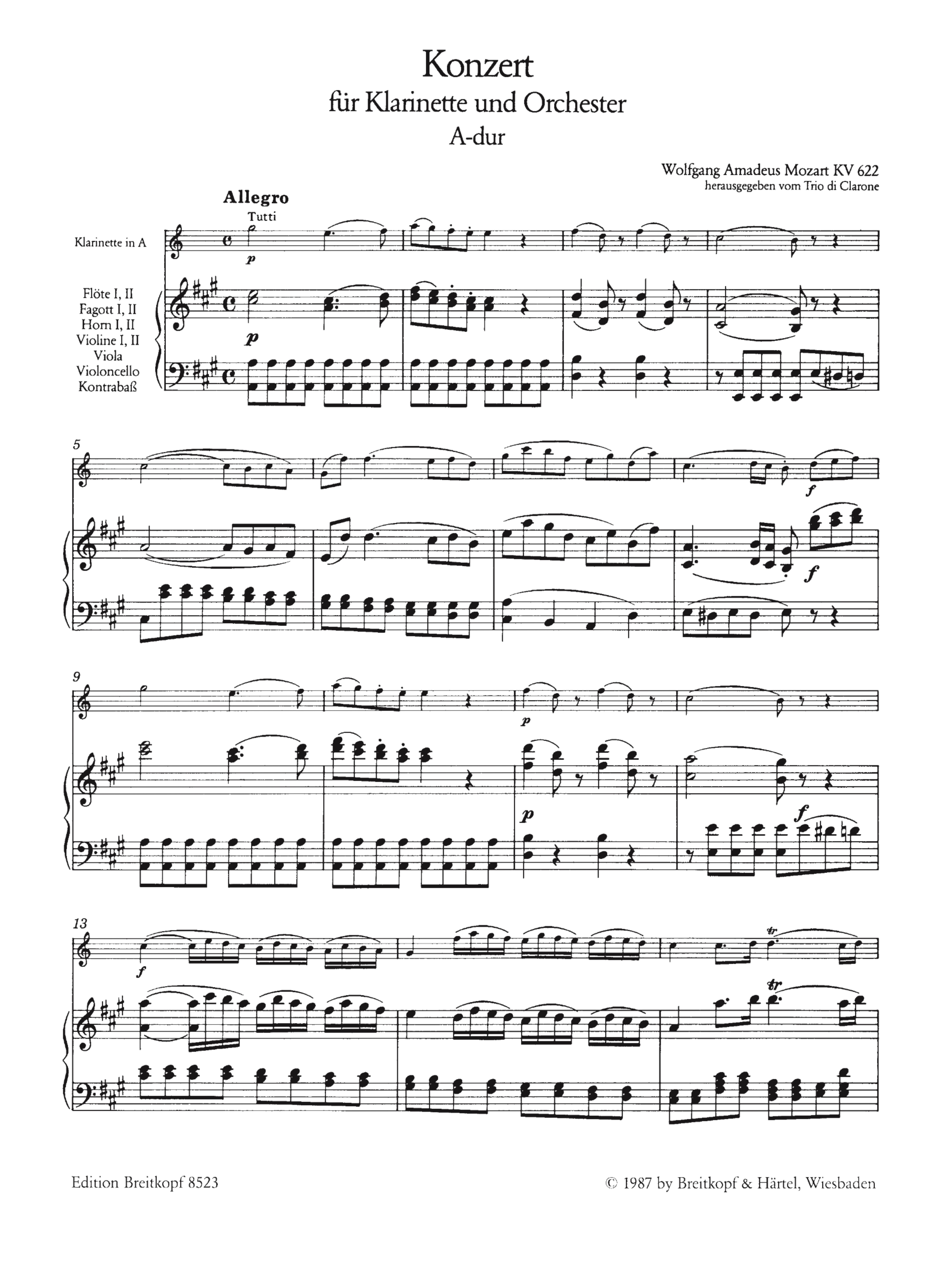 Konzert A-Dur KV622