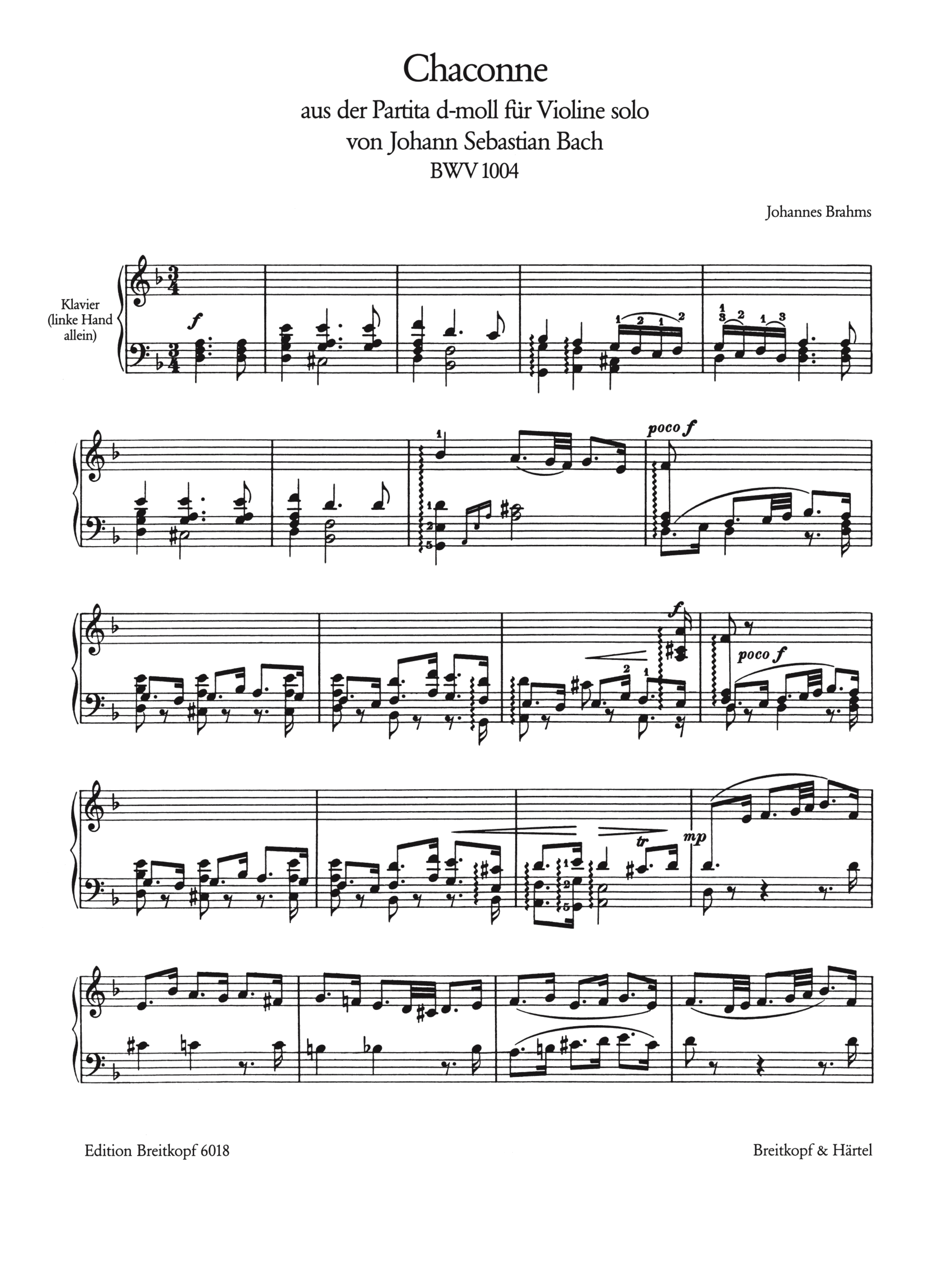 Chaconne aus der Partita Nr.2 d-Moll BWV1004 (Original für Violine)