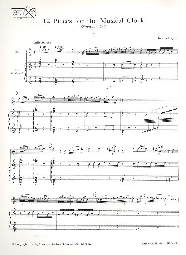 12 Stücke für die Flötenuhr