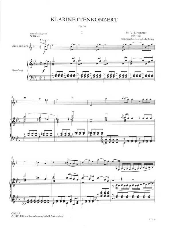 Konzert Es-Dur op.36 für Klarinette und Orchester