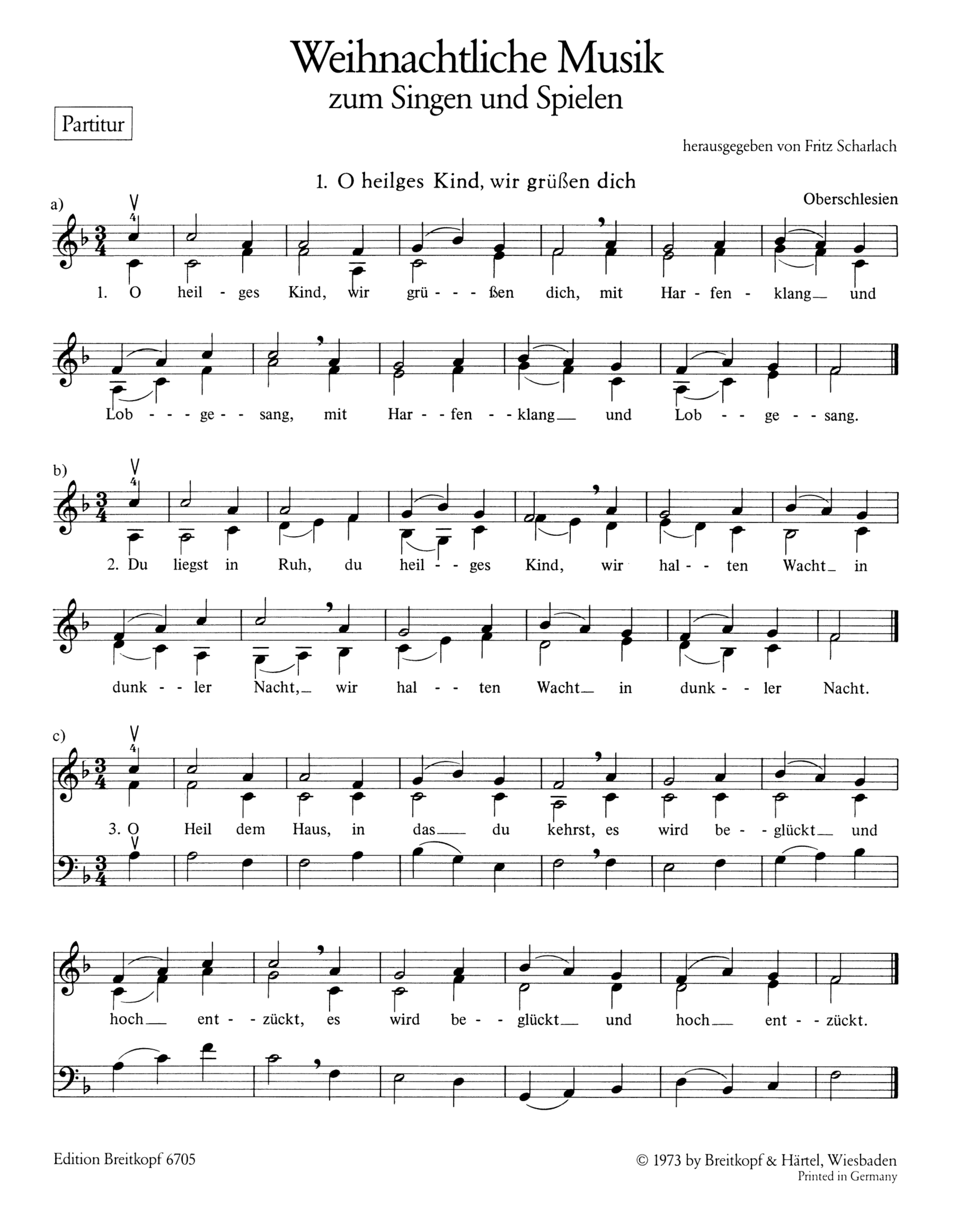 Weihnachtliche Musik in 2-4stimmigen Sätzen