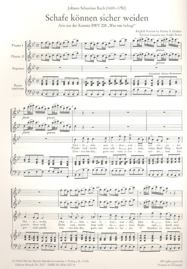 Schafe können sicher weiden aus BWV208