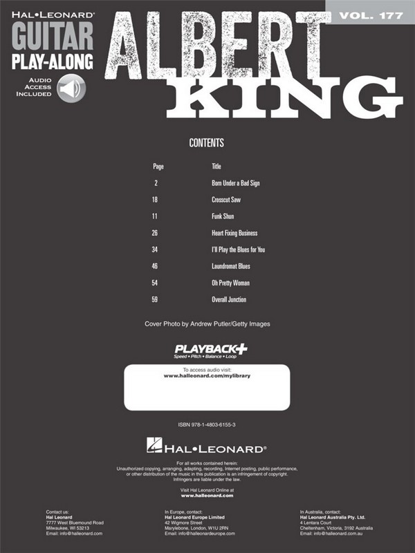 Albert King (+CD): Guitar Playalong vol.177