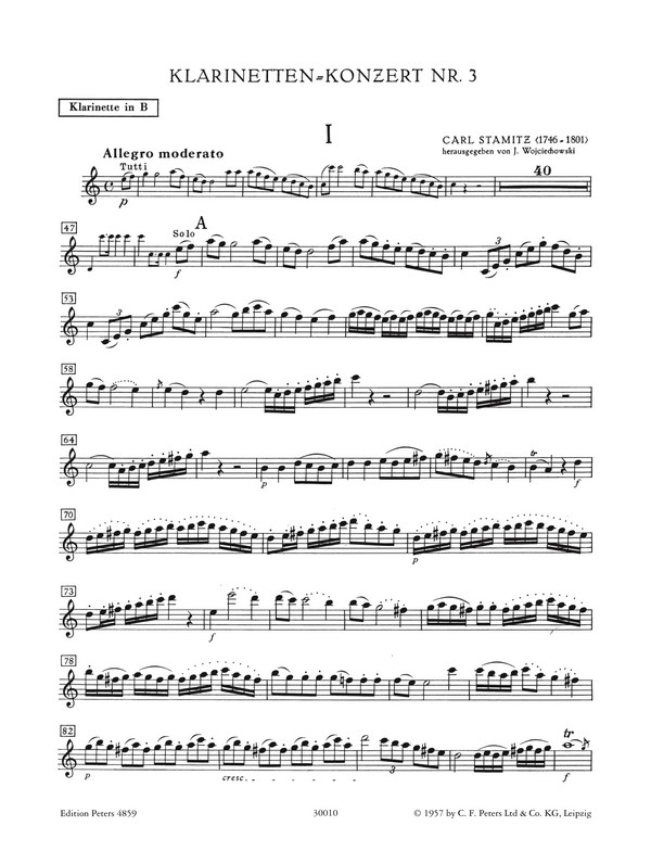 Konzert B-Dur Nr.3 für Klarinette und Orchester