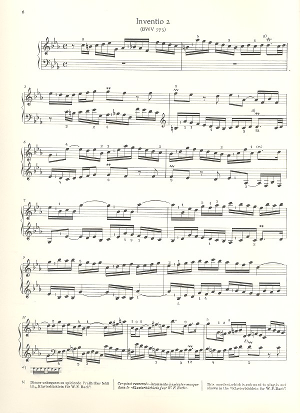 15 Zweistimmige Inventionen BWV772-786
