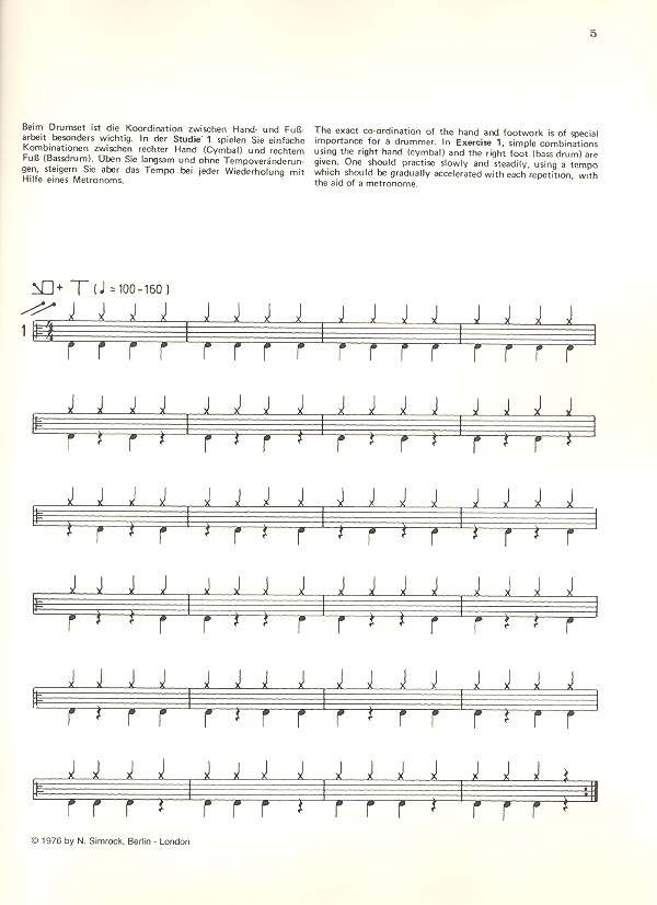 Studien für Drumset Band 1 - Unterstufe