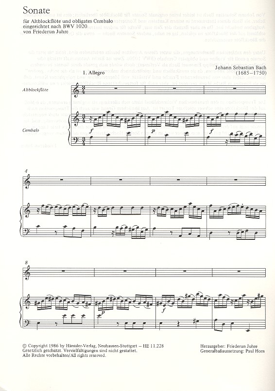 Sonate BWV1020 