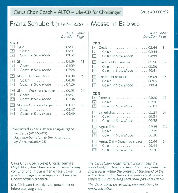 Messe Es-Dur D950 - Chorstimme Alt
