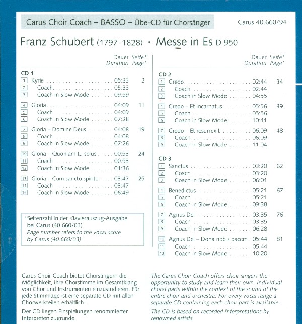 Messe Es-Dur D950 - Chorstimme Bass