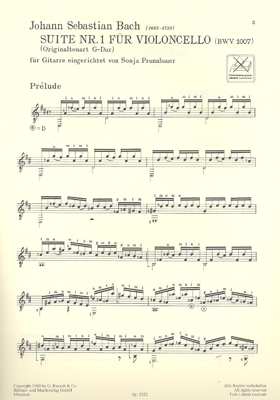 Suite Nr.1 BWV1007 für Gitarre