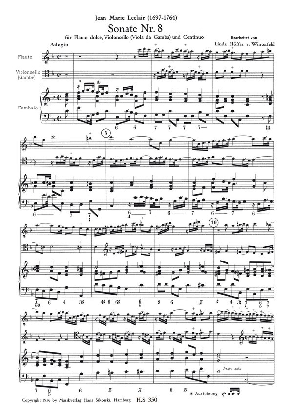 Sonate Nr.8 für Altblockflöte,