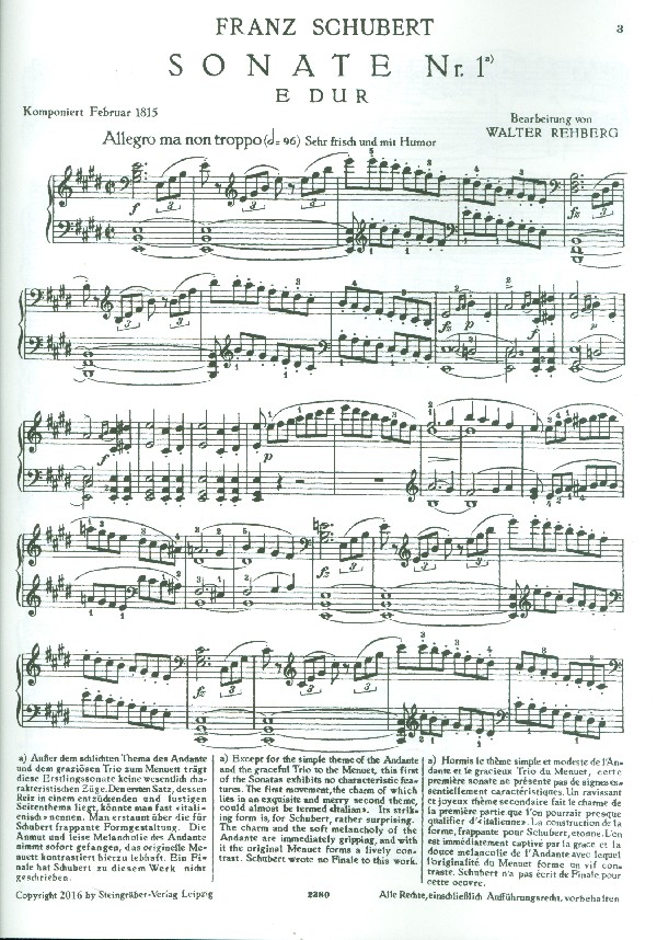 Sonate E-Dur Nr.1 D157