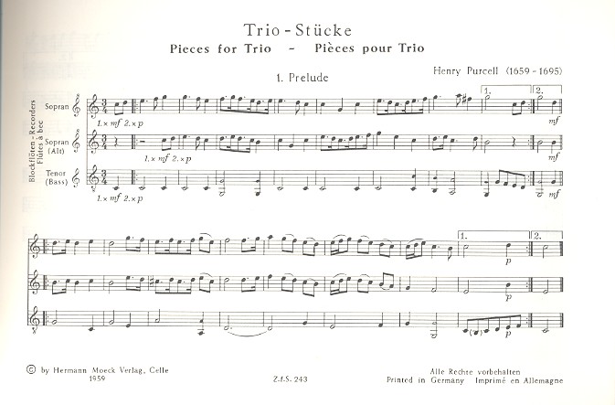 Trio-Stücke für 3 Blockflöten