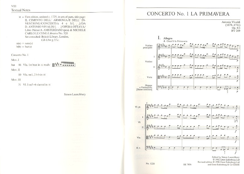 Konzert E-Dur op.8,1 RV269