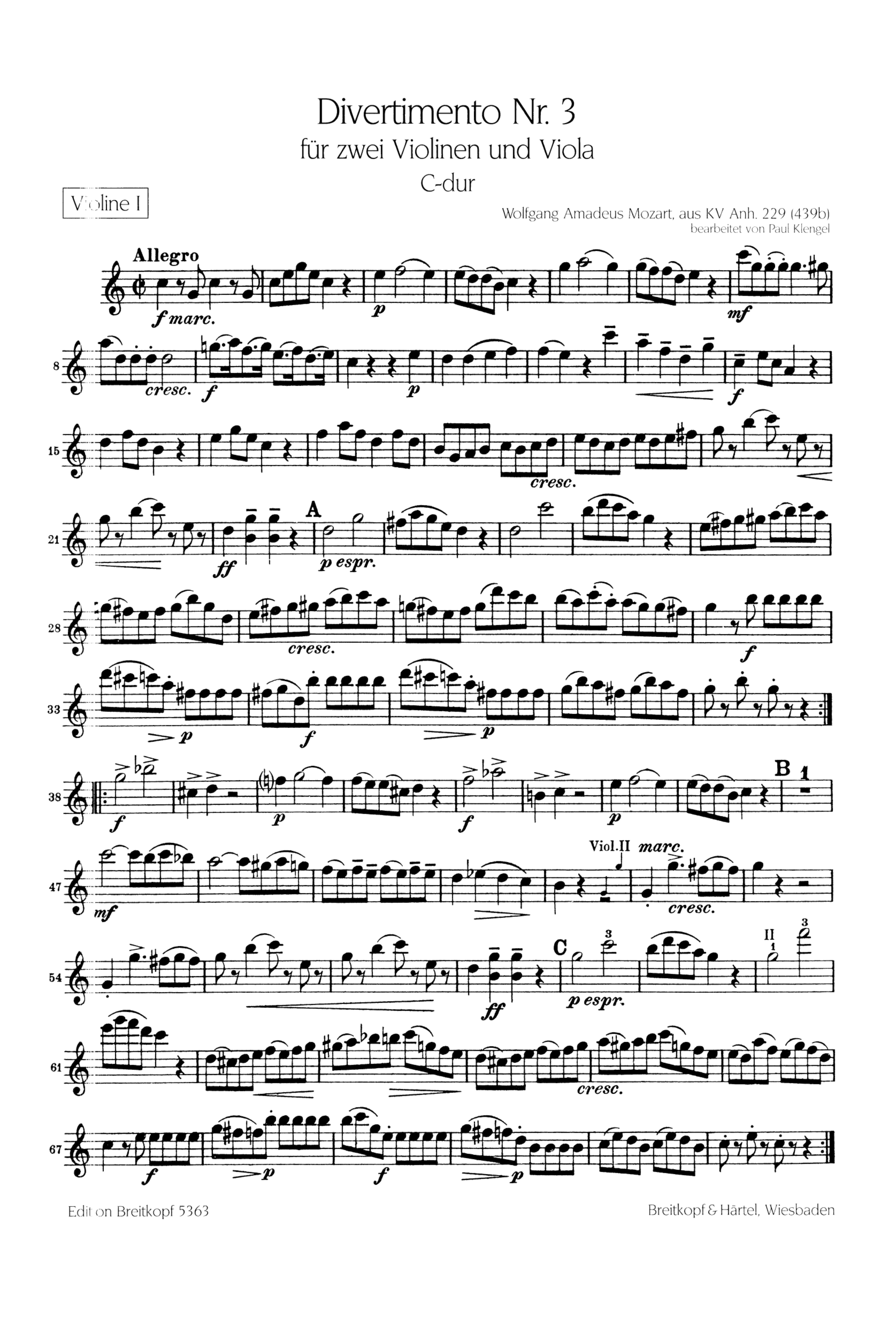 Divertimento C-Dur Nr.3 Kvanh.IV:229