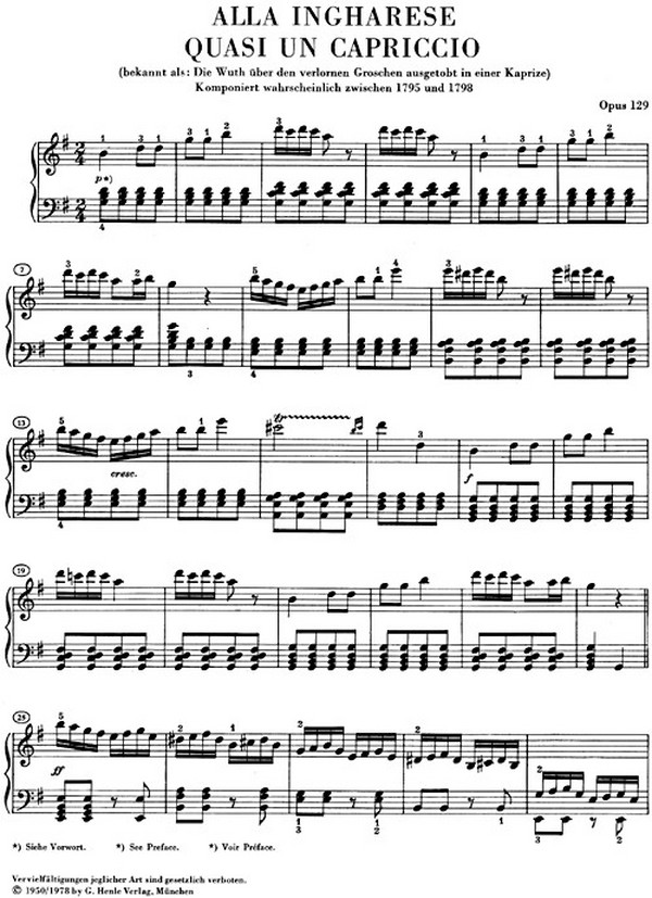 Die Wut über den verlorenen Groschen G-Dur op.129
