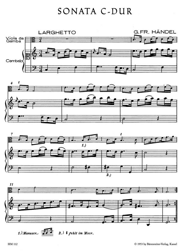 Sonate C-dur für Viola da gamba