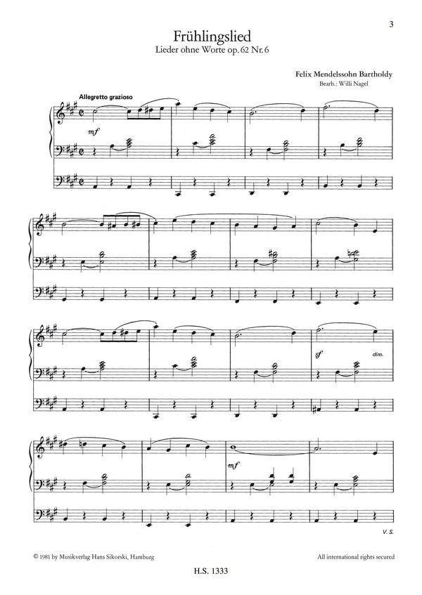 Frühlingslied op.62 Nr.6