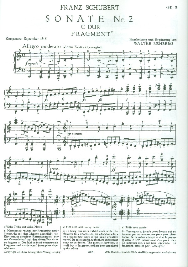 Sonate C-Dur Nr.2 D279 (mit Schluss)
