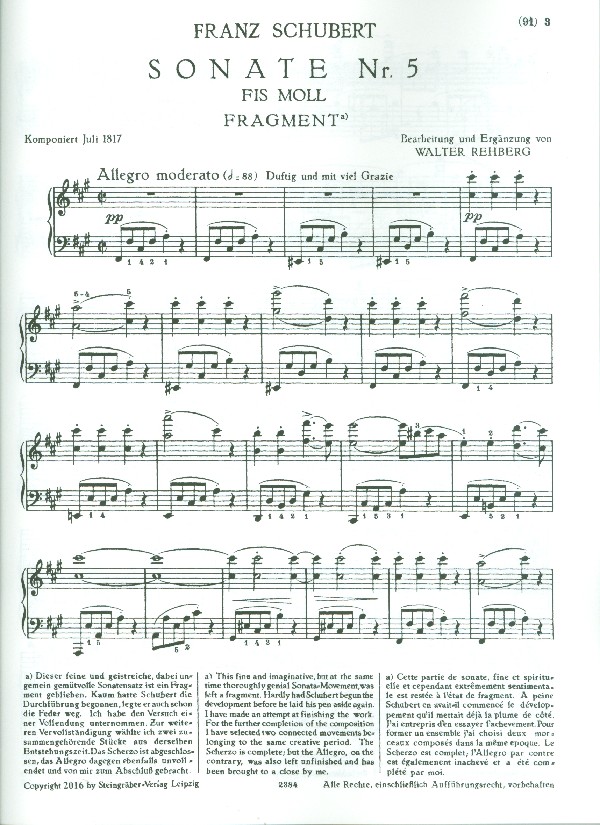Sonate fis-Moll Nr.5 D571 (mit Schluss)