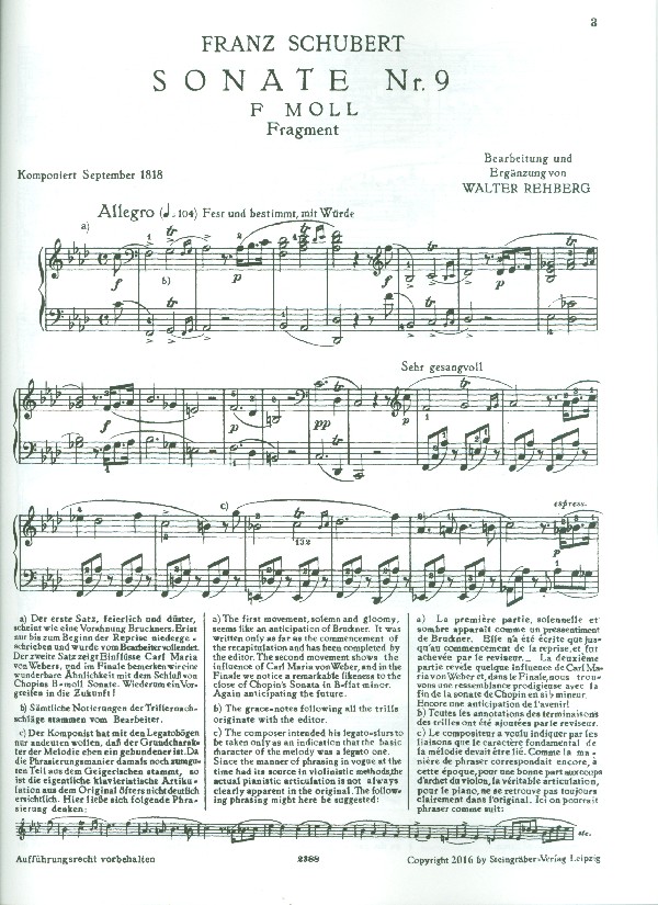 Sonate f-Moll Nr.9 D625 (mit Schluss)