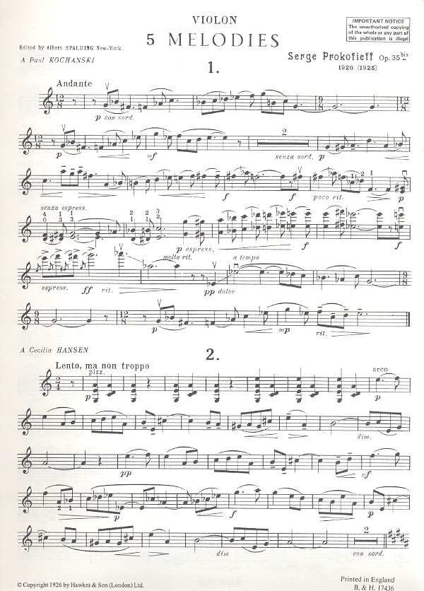 Five Melodies op. 35a