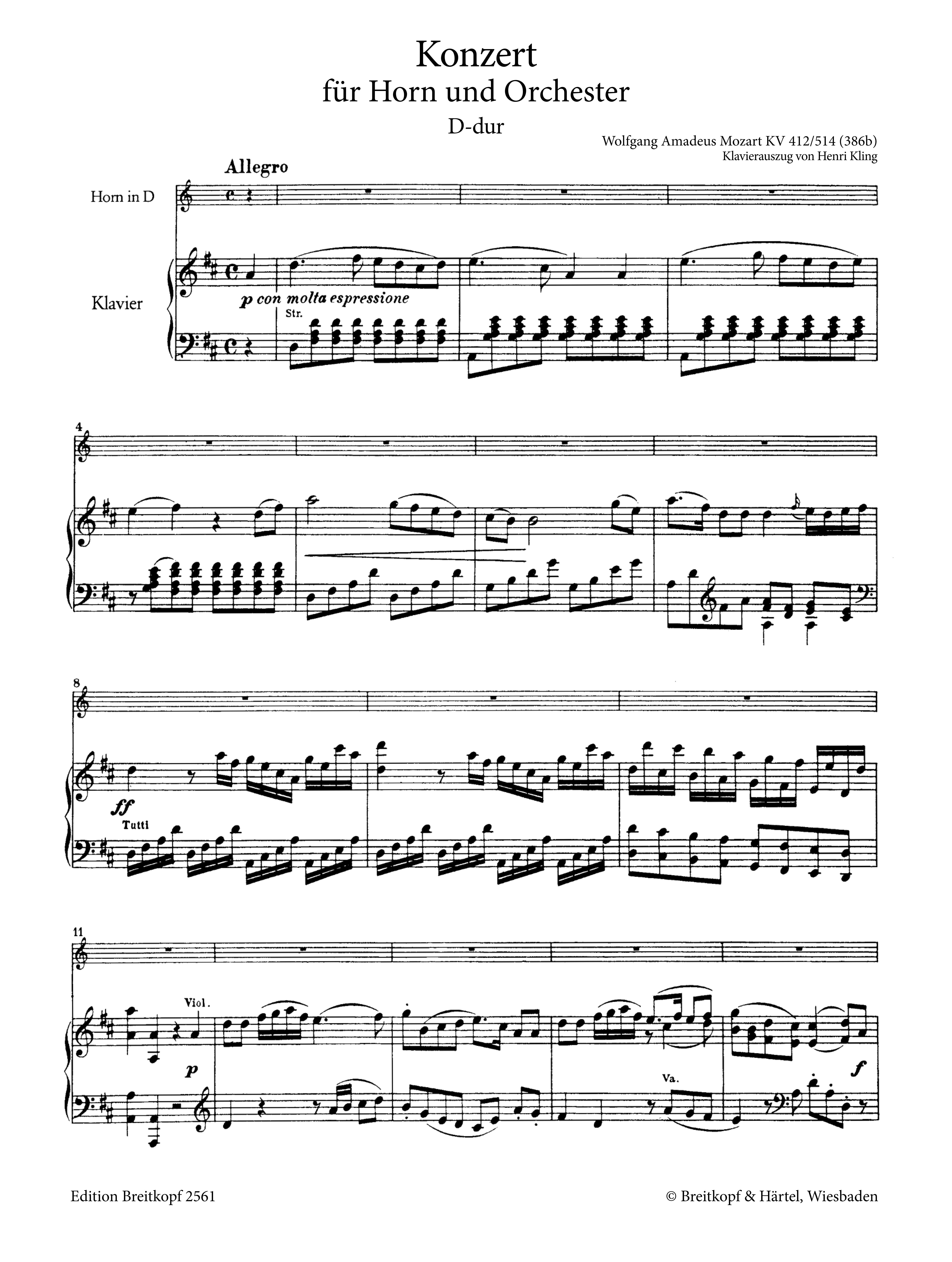 Konzert D-Dur Nr.1 KV412