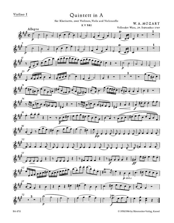 Quintett A-Dur KV581 