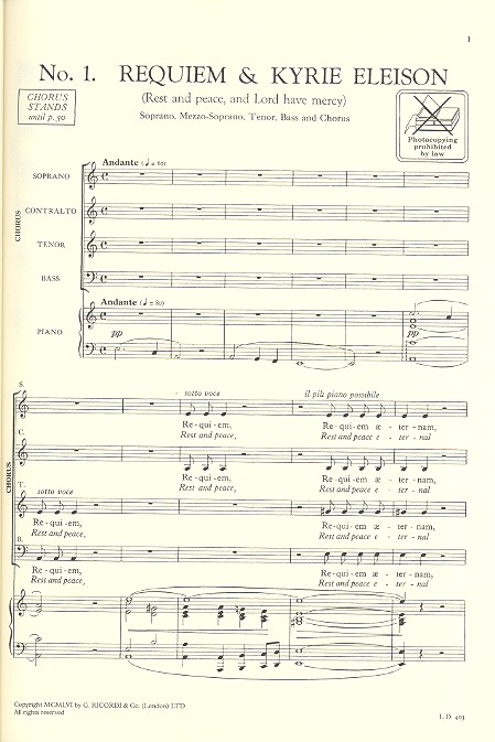 Requiem for 4 solo voices and