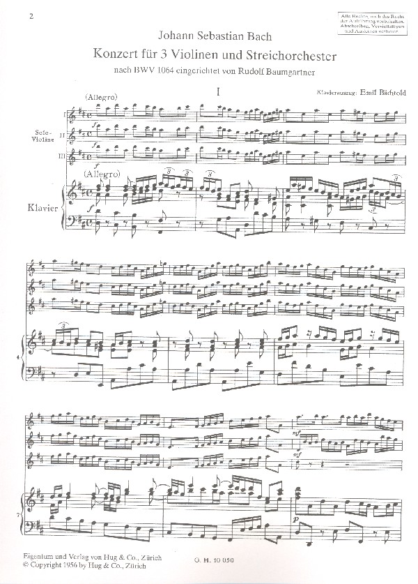 Konzert D-Dur für 3 Violinen