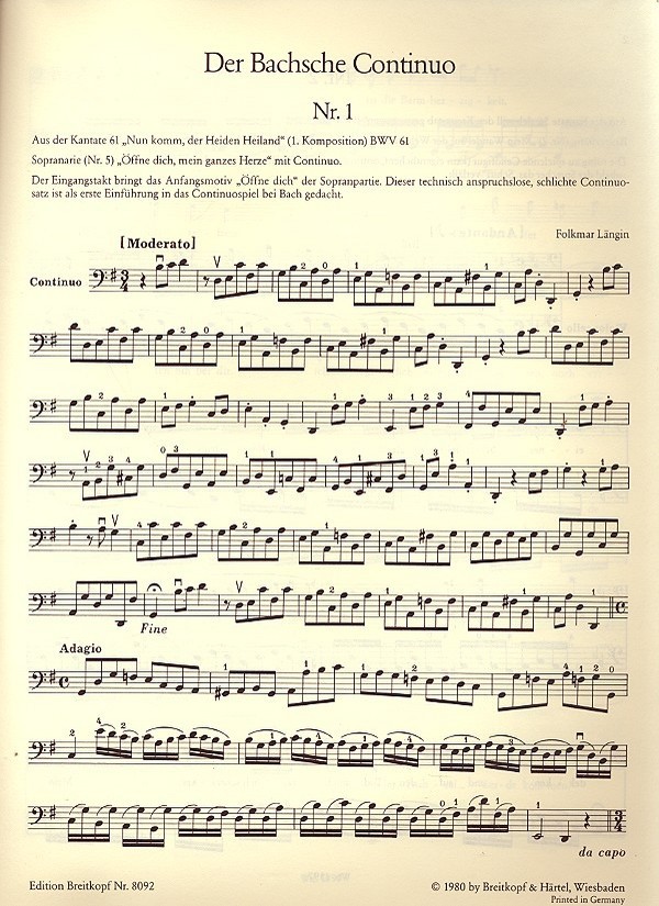 Das bachsche Continuo - Lehrgang des Continuospiels