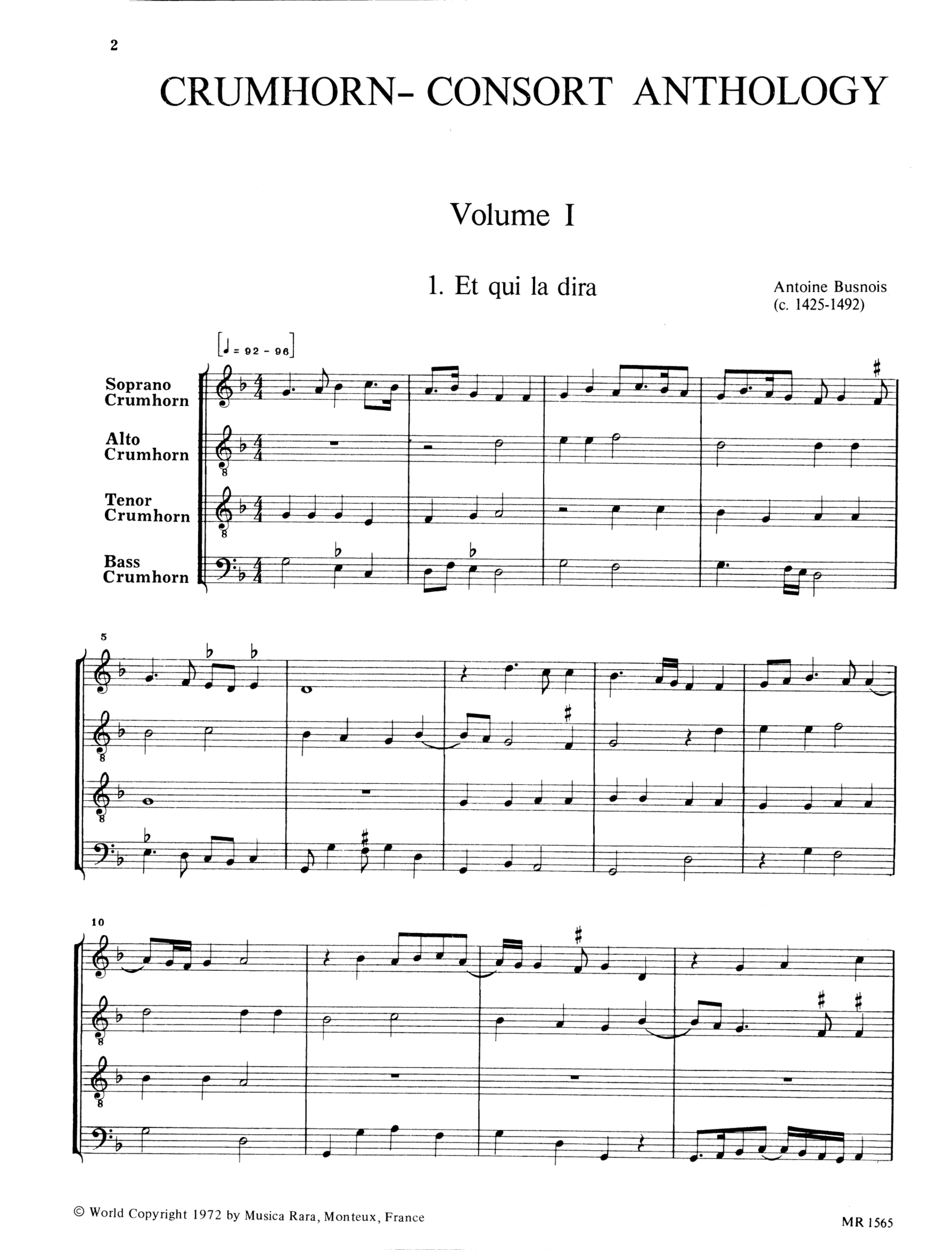 Crumhorn Consort Anthology vol.1