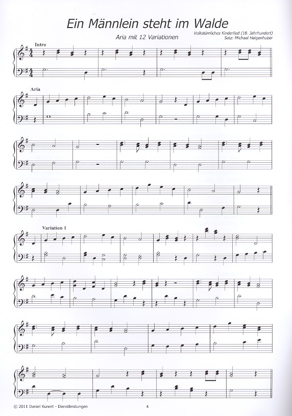 Aria mit 12 Variationen über Ein Männlein steht im Walde