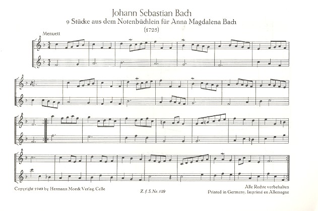 9 Stücke aus dem Notenbüchlein für Anna Magdalena Bach 