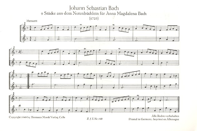 Neun Stücke aus dem Notenbüchlein für Anna Magdalena Bach 