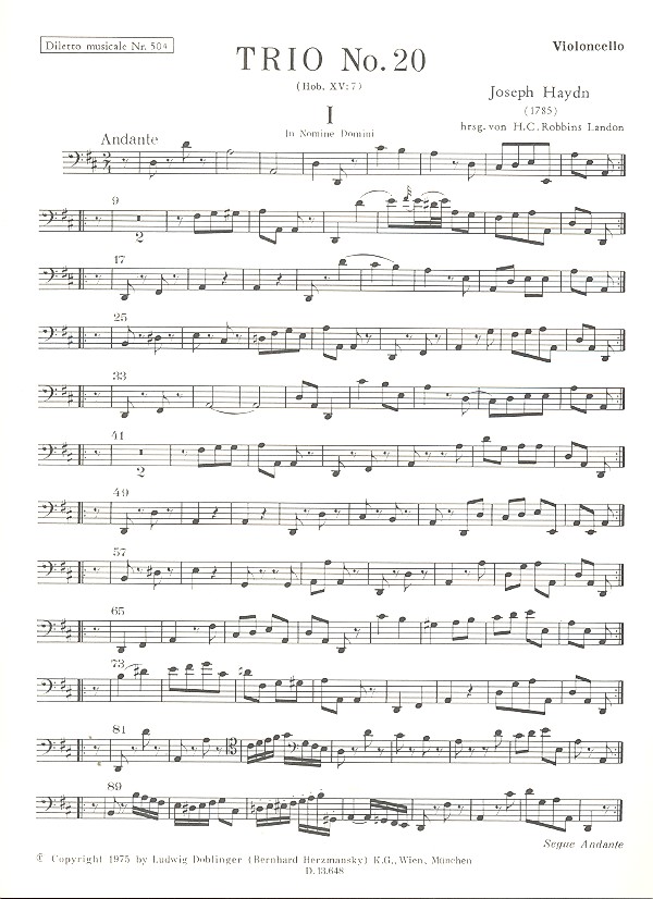 Klaviertrio D-Dur Nr.20 Hob.XV:7