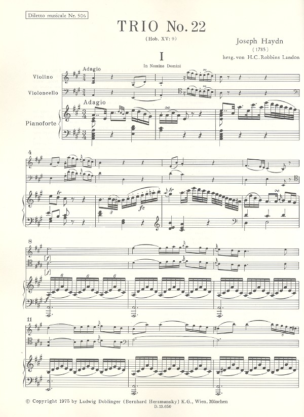 Klaviertrio A-Dur Nr.22 Hob.XV:9