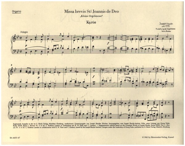 Missa brevis Sti Joannis de Deo